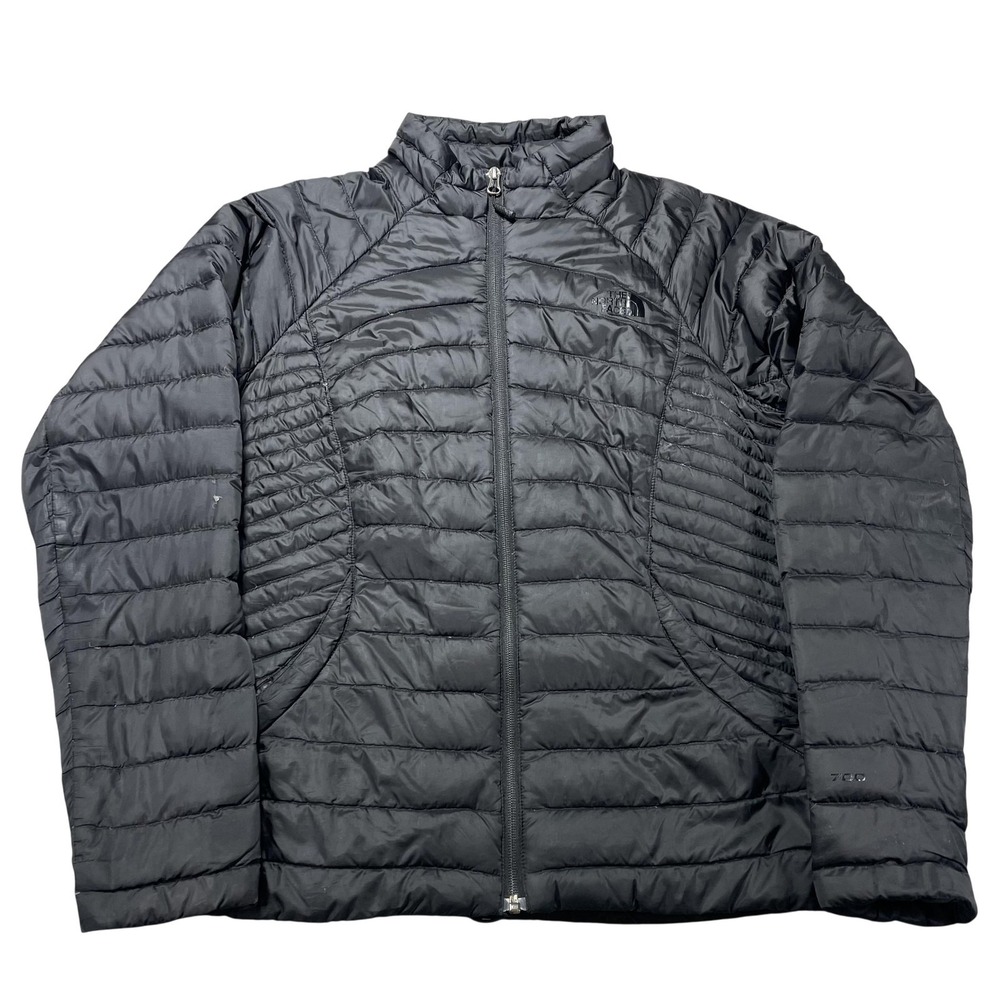 The North Face Jacket Womens‎ Medium Black 700 Down Puffer Full Zip *Flaws*